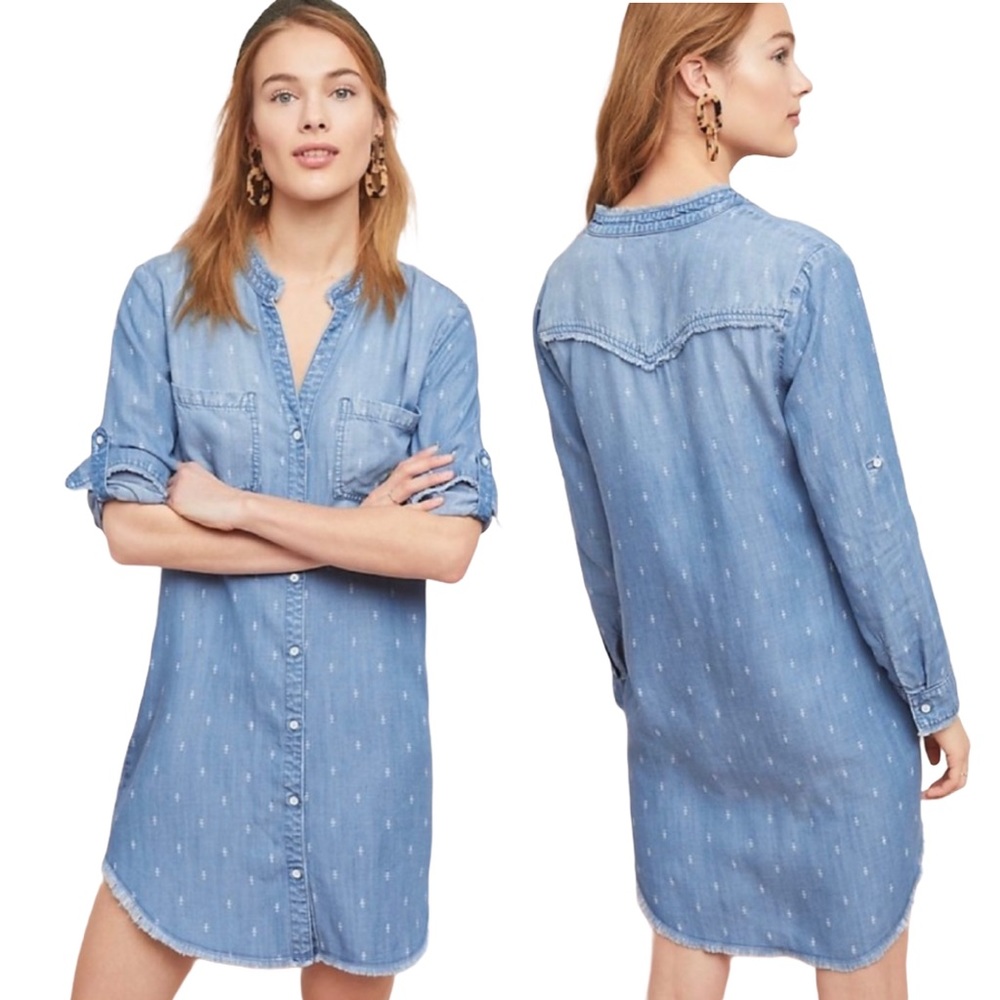 Cloth & Stone Raw Hem Marylou Chambray Shirtdress